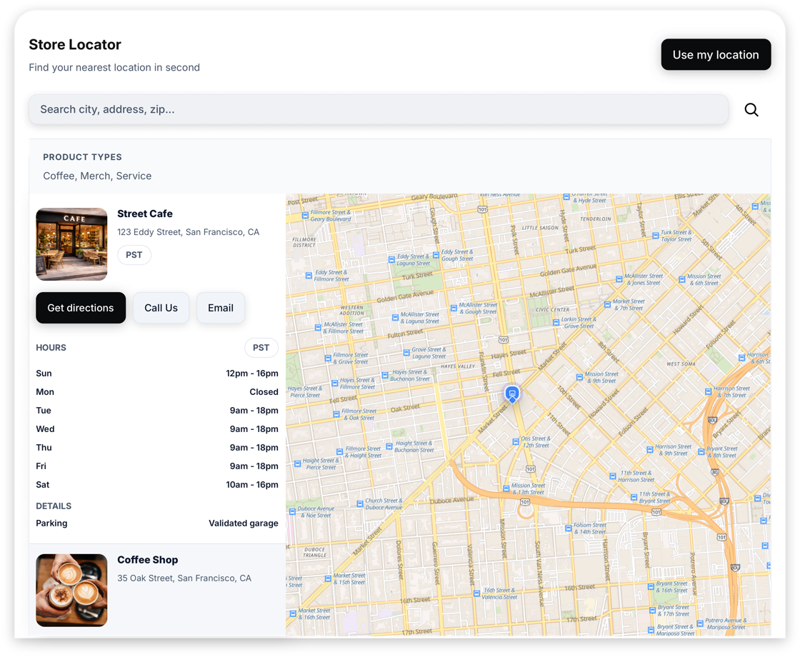 Store Locator preview